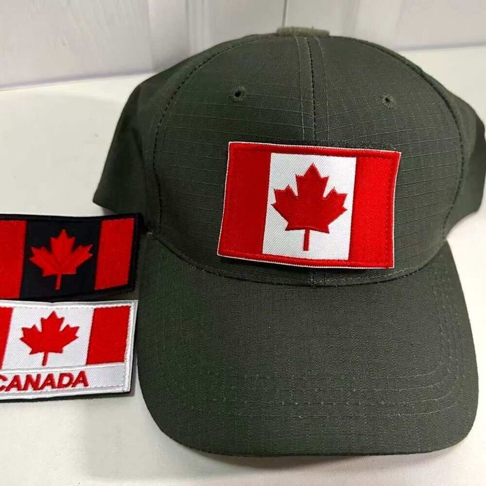 Baseball Cap CANADA Flag Hat  with 1 Unique Embroidered Canada -Themed Patches - Picture 8 of 9